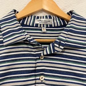Peter Millar short sleeve Summer Comfort  polo- blue stripe - XL
